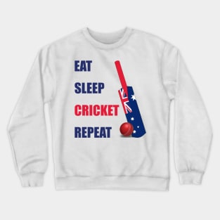 Eat Sleep Cricket Repeat Australia Flag Cricket Bat Crewneck Sweatshirt